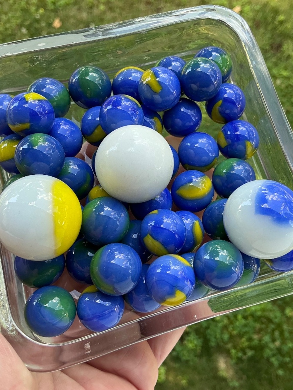 Vacor Blue Dolphin Glass Marbles 45 Players & 3 Shooters Vintage & Modern